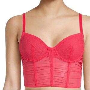 🔴3/$12 Elegant Pink Ruffled Mesh Bustier Top! NWT!